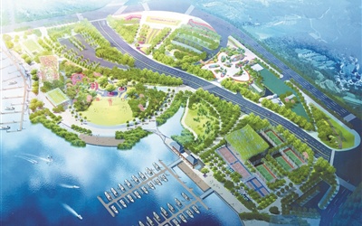 有广场和游艇码头 鹿回头滨河公园预计11月底完工